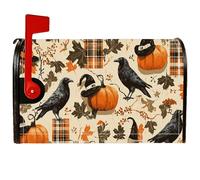 Coperture magnetiche per cassetta postale con corvo, cappello da strega di zucca rustica di Halloween, decorazioni per cassette postali per esterni, giardino, cortile, 45 x 53 cm