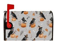 Coperture magnetiche per cassetta postale con corvo, cappello da strega e zucca di Halloween, copertura arancione per la decorazione della porta d'ingresso, 45,7 x 53,7 cm