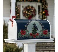 Coperture magnetiche per cassetta postale con corvo, stella di Natale e albero di Natale rosso, protezione per la posta per decorazioni esterne, 45,7 x 53,7 cm