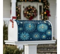 Coperture magnetiche per cassetta postale con fuochi d'artificio, celebrazione festiva stelle puntini blu copertura per cassetta delle lettere per Capodanno per esterni decorazione da giardino 53 x 64