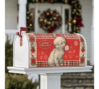 Coperture magnetiche per cassetta postale con gattino, copertura per cassetta postale natalizia vintage, cappello di Babbo Natale, stella di Natale, decorazione per cortile, 45 x 53 cm