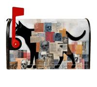 Coperture magnetiche per cassetta postale con gatto, con testo vintage con teschio fantasioso per Halloween, copertura per cassetta postale stagionale per decorazione del portico anteriore, 53 x 64 cm