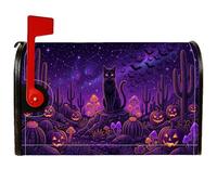 Coperture magnetiche per cassetta postale con gatto e scena del deserto, 53 | Spettrale paesaggio desertico, copertura per cassetta delle lettere, Jack-o'-lanterns, pipistrelli, skyline notturno galassia