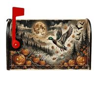 Coperture magnetiche per cassetta postale con germano reale e zucche di | Jack-o'-lanterns, copertura per cassetta delle lettere, pipistrelli, foglie autunnali, paesaggio montano, luna piena