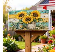 Coperture magnetiche per cassetta postale con girasole, annaffiatoio rustico, margherite, decorazioni estive gialle per la decorazione del prato, 45 x 53 cm
