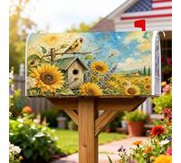 Coperture magnetiche per cassetta postale con girasole, copertura per cassetta della posta rustica vintage per uccelli estiva gialla per la decorazione della porta d'ingresso, 53 x 64 cm