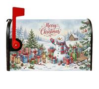 Coperture magnetiche per cassetta postale con immagine di pupazzo di neve | Paesaggio invernale, copertura della cassetta delle lettere, scatole regalo, alberi di pino, decorazione del cortile esterno