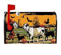 Coperture magnetiche per cassetta postale con mucca, zucche rustiche di Halloween, pipistrelli di zucca di Halloween, copertura per cassetta postale arancione, decorazione per esterni, 45,7 x 53,7 cm