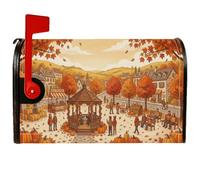 Coperture magnetiche per cassetta postale con paesaggio autunnale villaggio | Raccolta di zucche, involucri per cassette postali, scena del villaggio, fogliame autunnale, decorazione per esterni
