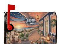 Coperture magnetiche per cassetta postale con portico per casa sulla | tema vacanze costiere, involucri per cassette postali, scena casa sulla spiaggia, attacco magnetico, decorazione esterna