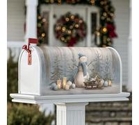 Coperture magnetiche per cassetta postale con pupazzo di neve, copertura per cassetta della posta invernale con alberi di pino, decorazione da giardino per esterni, 45,7 x 53,7 cm