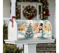 Coperture magnetiche per cassetta postale con pupazzo di neve, copertura per cassetta delle lettere per decorazione del portico anteriore, 45,7 x 53,7 cm