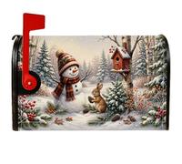 Coperture magnetiche per cassetta postale con pupazzo di neve e coniglietto | Paesaggio invernale della foresta, Involucri per cassette postali, Casetta per uccelli rustica, Coniglietto, Accessori plaid