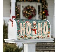 Coperture magnetiche per cassetta postale con pupazzo di neve, regalo natalizio con bastoncini di zucchero, decorazioni per cassetta postale blu per giardino, cortile, 53 x 64 cm