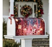 Coperture magnetiche per cassetta postale con pupazzo di neve, scatola regalo natalizia con bastoncini di zucchero, copertura rossa per la decorazione del prato, 45,7 x 53,7 cm