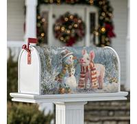 Coperture magnetiche per cassetta postale con pupazzo di neve, sciarpa natalizia bianca per cassetta delle lettere per decorazione del prato, 53 x 64 cm