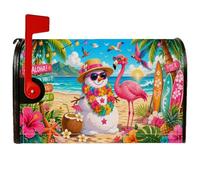 Coperture magnetiche per cassetta postale con pupazzo di neve tropicale | Scena tropicale spiaggia, copertura cassetta delle lettere, opere d'arte uccelli tropicali, motivi tavola da surf