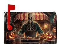 Coperture magnetiche per cassetta postale con scheletro, zucca spettrale di Halloween, copertura per cassetta postale arancione, decorazione per esterni, 53 x 65,5 cm