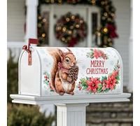 Coperture magnetiche per cassetta postale con scoiattolo, pigne natalizie e stella di Natale, colore rosso, per decorazione del prato, 53 x 65 cm