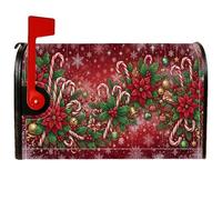 Coperture magnetiche per cassetta postale con stella di Natale e stelle di | Canne di zucchero, involucri per cassette postali, fiocchi di neve invernali, ornamenti per le vacanze, fogliame botanico