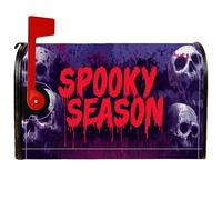 Coperture magnetiche per cassetta postale con teschio, copertura per cassetta della posta di Halloween con gocce di sangue spettrale per Halloween, decorazione per esterni da cortile, 53 x 64 cm
