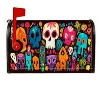 Coperture magnetiche per cassetta postale con teschio, fantasioso fiore fantasioso di Halloween, copertura per cassetta postale nera, decorazione per porta d'ingresso, 45,7 x 53,7 cm