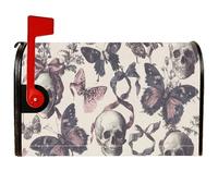 Coperture magnetiche per cassetta postale con teschio, gotico vintage, farfalla, floreale, Halloween, copertura nera per la decorazione della porta d'ingresso, 45,7 x 53,7 cm