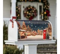 Coperture magnetiche per cassetta postale con villaggio innevato, per cabina telefonica rossa natalizia, luci di Natale, copertura per cassetta postale per giardino, cortile, decorazione 45,7 x 53,3