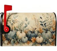 Coperture magnetiche per cassetta postale con zucche blu acquerello, 53 x | Foglie di eucalipto, copertura della posta della cassetta postale, fogliame del raccolto, arte dell'acquerello