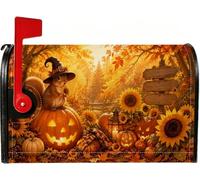 Coperture magnetiche per cassetta postale con zucche di scoiattolo | Accenti di girasole, copertura della cassetta delle lettere, tema del raccolto autunnale, decorazione esterna resistente alle