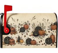 Coperture magnetiche per cassetta postale con zucche raccolte autunnali, 53 | Illustrazione botanica, copertura per cassetta postale, accenti celesti, tema raccolto, decorazione rustica per esterni