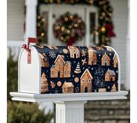 Coperture magnetiche per cassetta postale della casa di pan di zenzero, motivo natalizio con fiocchi di neve, albero di Natale blu navy, copertura per cassetta delle lettere per decorazione cortile 53
