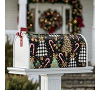 Coperture magnetiche per cassetta postale dell'albero di Natale, decorazioni natalizie rustiche con fiocco dorato e fiocco nero per la casa e il giardino, 45,7 x 53,7 cm