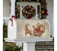 Coperture magnetiche per cassetta postale di Babbo Natale, fantasiose renne slitte natalizie rosse decorative per la decorazione del portico anteriore 53 x 64 cm