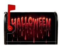 Coperture magnetiche per cassetta postale di Halloween, copertura per cassetta postale rossa con gocce di sangue spettrale, decorazione per porta d'ingresso, 45 x 53 cm
