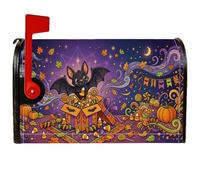 Coperture magnetiche per cassetta postale di Halloween, pipistrello e | Candy Corn, copertura della cassetta delle lettere, zucche, foglie autunnali, illustrazione fantasiosa