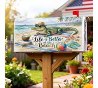 Coperture magnetiche per cassetta postale in alligatore, copertura per cassetta delle lettere estiva da spiaggia, palla da spiaggia, cocco per bevande, decorazione per cortile, 45,7 x 53,7 cm
