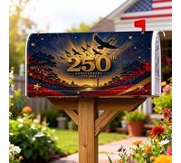 Coperture magnetiche per cassetta postale per 250° compleanno, per celebrare fuochi d'artificio patriottici, aquila, anniversario, blu, protezione per cassetta postale per esterni, decorazione da