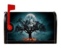 Coperture magnetiche per cassetta postale per albero di Halloween, luna spettrale pipistrelli Halloween copertura nera per la decorazione del prato 45,7 x 53,3 cm