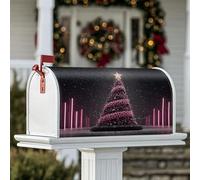 Coperture magnetiche per cassetta postale per albero di Natale, decorazioni natalizie moderne con stelle color pesca, decorazioni natalizie nere per cassetta delle lettere per esterni, 53 x 64 cm