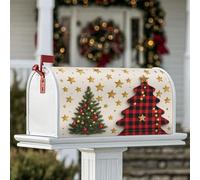 Coperture magnetiche per cassetta postale per albero di Natale, decorazioni natalizie rosse per cassetta postale verde, decorazione per porta d'ingresso, 45 x 53 cm