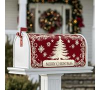 Coperture magnetiche per cassetta postale per albero di Natale, eleganti e tradizionali fiocchi di neve e stelle, colore rosso, per decorazioni esterne, 45,7 x 53,3 cm