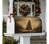 Coperture magnetiche per cassetta postale per albero di Natale, montagne rustiche con stelle, copertura marrone per cassetta della posta per esterni e cortile, 45,7 x 53,3 cm