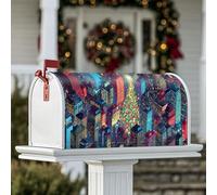 Coperture magnetiche per cassetta postale per albero di Natale, motivo natalizio moderno, grattacieli con luci della città, protezione per cassetta postale per esterni, giardino, cortile, decorazione