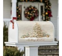Coperture magnetiche per cassetta postale per albero di Natale, rami di pino e campane dorate, protezione per la posta per decorazioni esterne, 45 x 53 cm