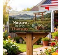 Coperture magnetiche per cassetta postale per annaffiatoio con fiori naturali rustici e montagne, verde primaverile, decorazione per cortile, 45,7 x 53,3 cm