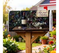 Coperture magnetiche per cassetta postale per bottiglie di vino, rustiche vintage con margherite estive rosse profonde per decorazione esterna da giardino e cortile, 53 x 64 cm