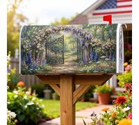 Coperture magnetiche per cassetta postale per cancello, rustiche romantiche rose glicine primavera verde copertura per cassetta delle lettere per decorazione cortile anteriore 53 x 64 cm