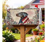Coperture magnetiche per cassetta postale per cani, copertura per cassetta postale stagionale rossa con fuochi d'artificio vintage patriottici, fiori per il giorno dell'indipendenza, per decorazioni