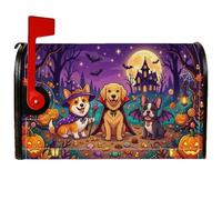 Coperture magnetiche per cassetta postale per cani, fantasiose zucche festive, pipistrello, Halloween, copertura arancione per cassetta della posta per decorare la casa e il giardino, 45,7 x 53,3 cm